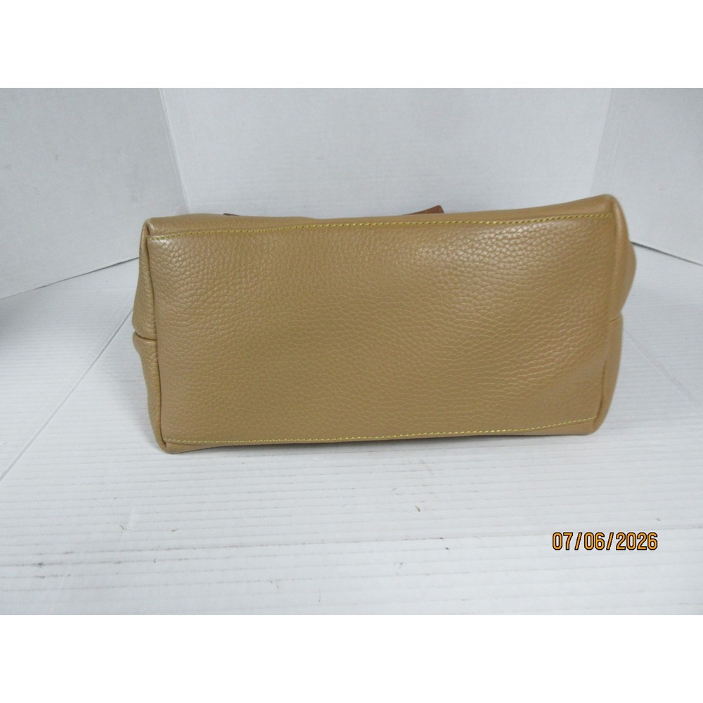 Dooney & Bourke Tan Pebbled Leather Hobo Shoulder Bag with Pink Gingham Lining - Picture 14 of 14